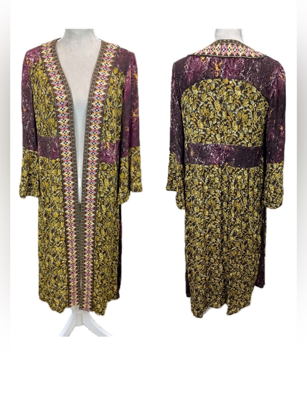 Soft Surroundings Embroidered Cardigan S Open Front Duster Boho Gypsy Hippie